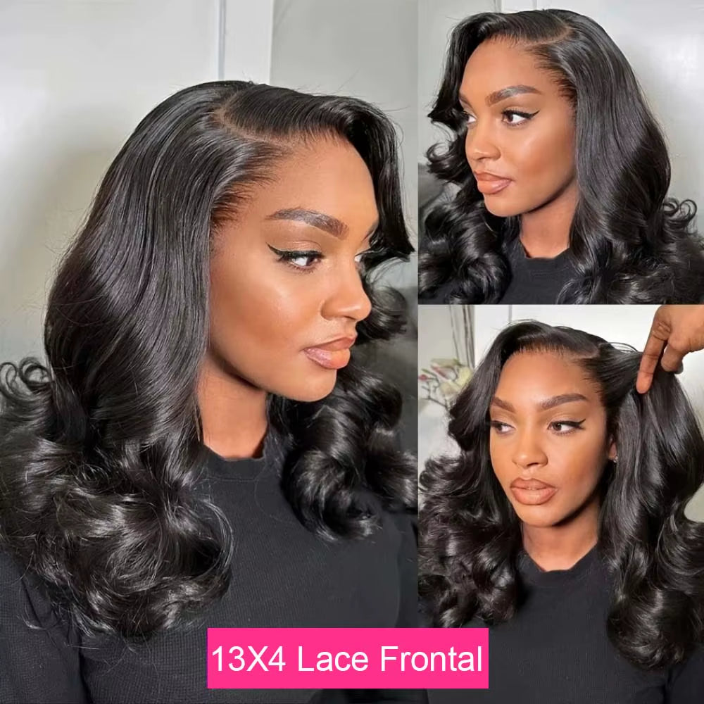Loose Body Wave Bob Wig Human Hair 13X4 Lace Front Wig 230% Density Virgin Remy Hair Preplucked 4X4 Lace Closure Wig for Women
