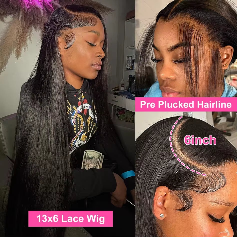 30 36 Inch Straight 13X4 Lace Front Human Hair 250% Glueless 5X5 Closure Wigs Brazilian Bone Straight 13X6 HD Lace Frontal Wig