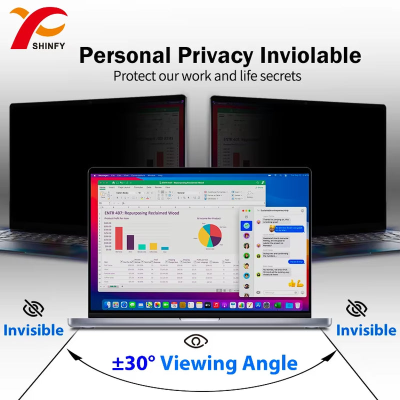 Carnival 14-Inch Anti-Peek Anti-Spy Privacy Screen Protector with Buckle Privacy Filter