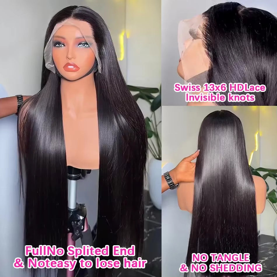 30 36 Inch Straight 13X4 Lace Front Human Hair 250% Glueless 5X5 Closure Wigs Brazilian Bone Straight 13X6 HD Lace Frontal Wig